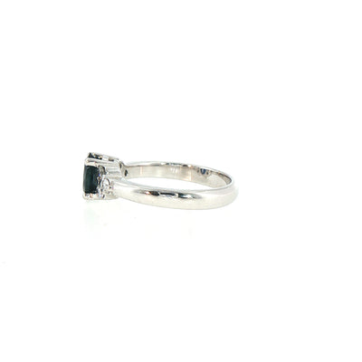 Vintage Sapphire and Natural Diamond Dress Ring in 18ct White Gold