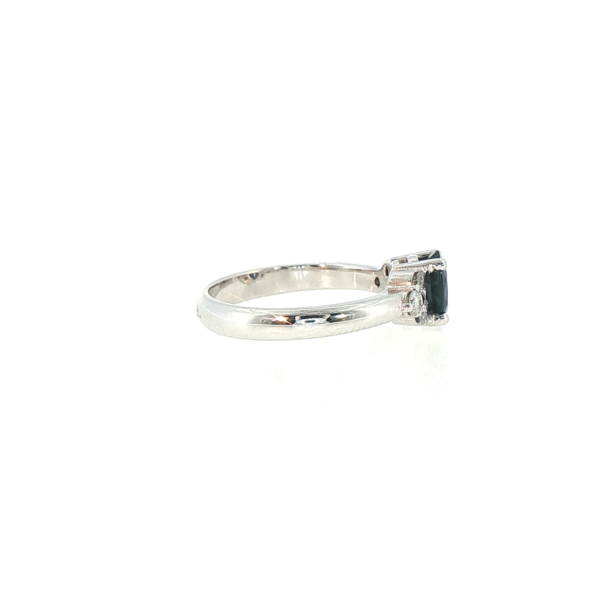 Vintage Sapphire and Natural Diamond Dress Ring in 18ct White Gold