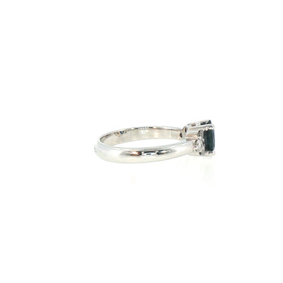 Vintage Sapphire and Natural Diamond Dress Ring in 18ct White Gold