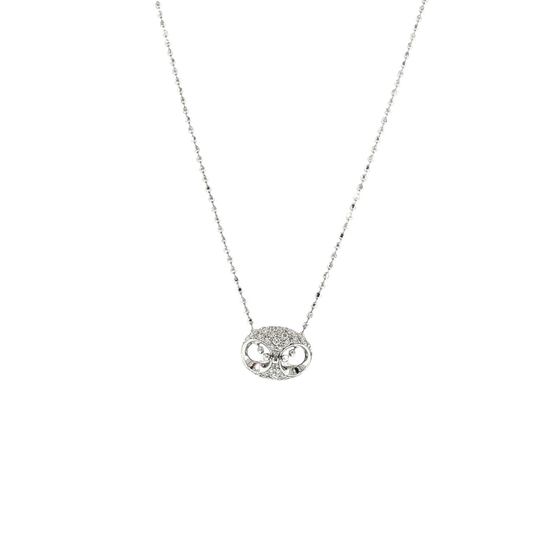 Vintage Natural Diamond Gucci Link Pendant on Chain in 18ct White Gold