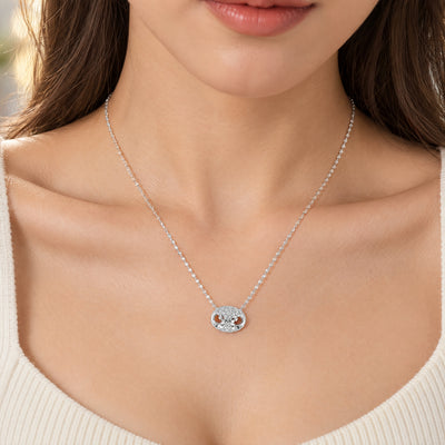 Vintage Natural Diamond Gucci Link Pendant on Chain in 18ct White Gold