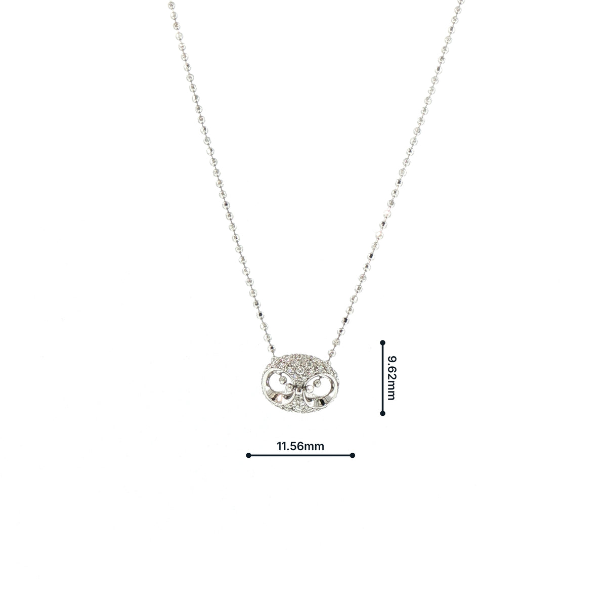 Vintage Natural Diamond Gucci Link Pendant on Chain in 18ct White Gold