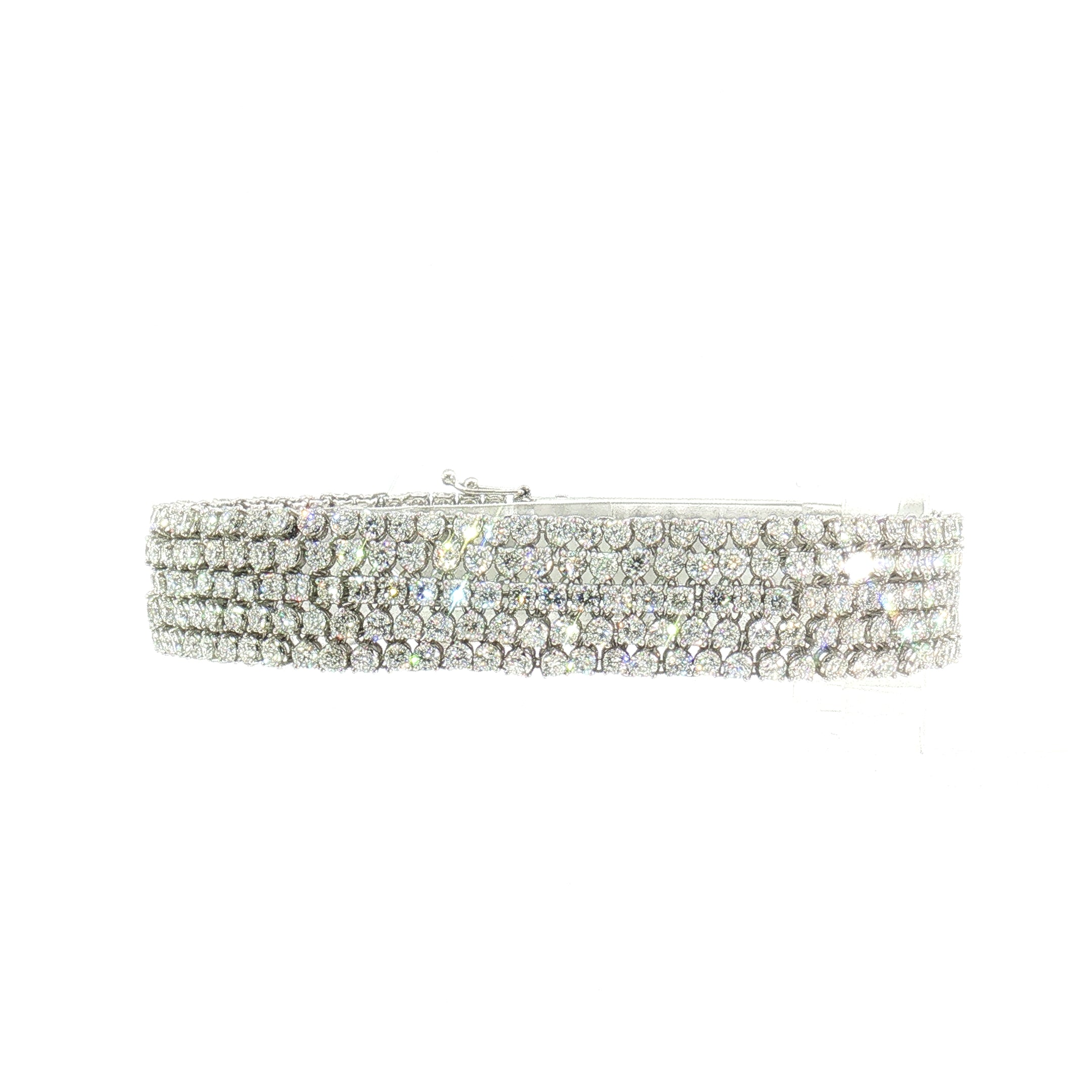 15.70ct Natural Diamond 5 Row Mesh Style Tennis Bracelet Platinum