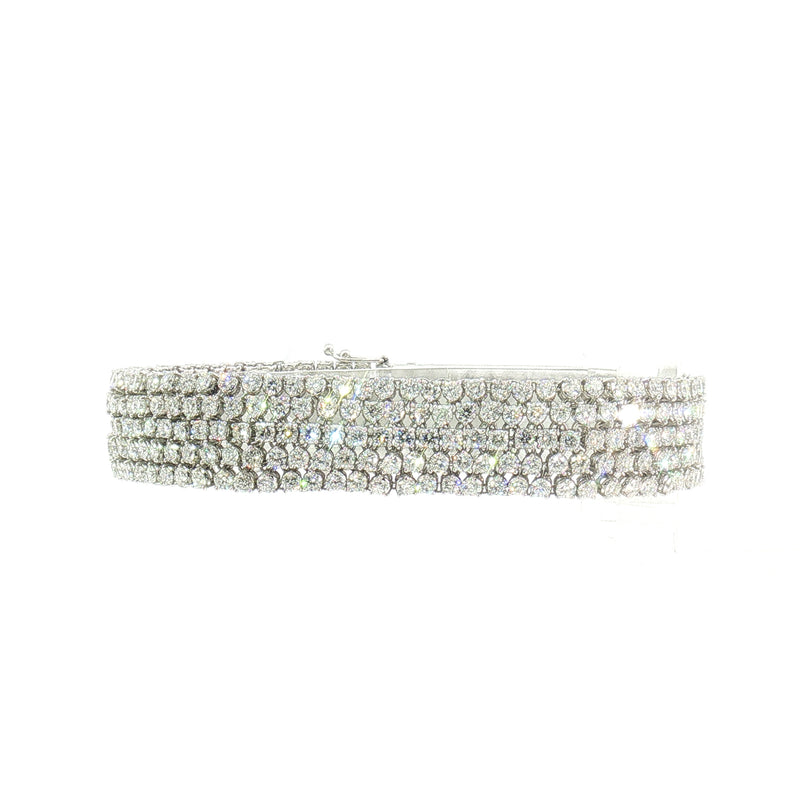 15.70ct Natural Diamond 5 Row Mesh Style Tennis Bracelet Platinum