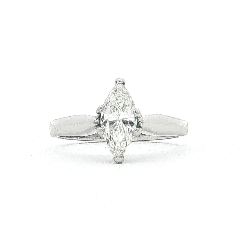 C0.60ct G vs1 Marquise Natural Diamond Ring Set In 18ct White Gold