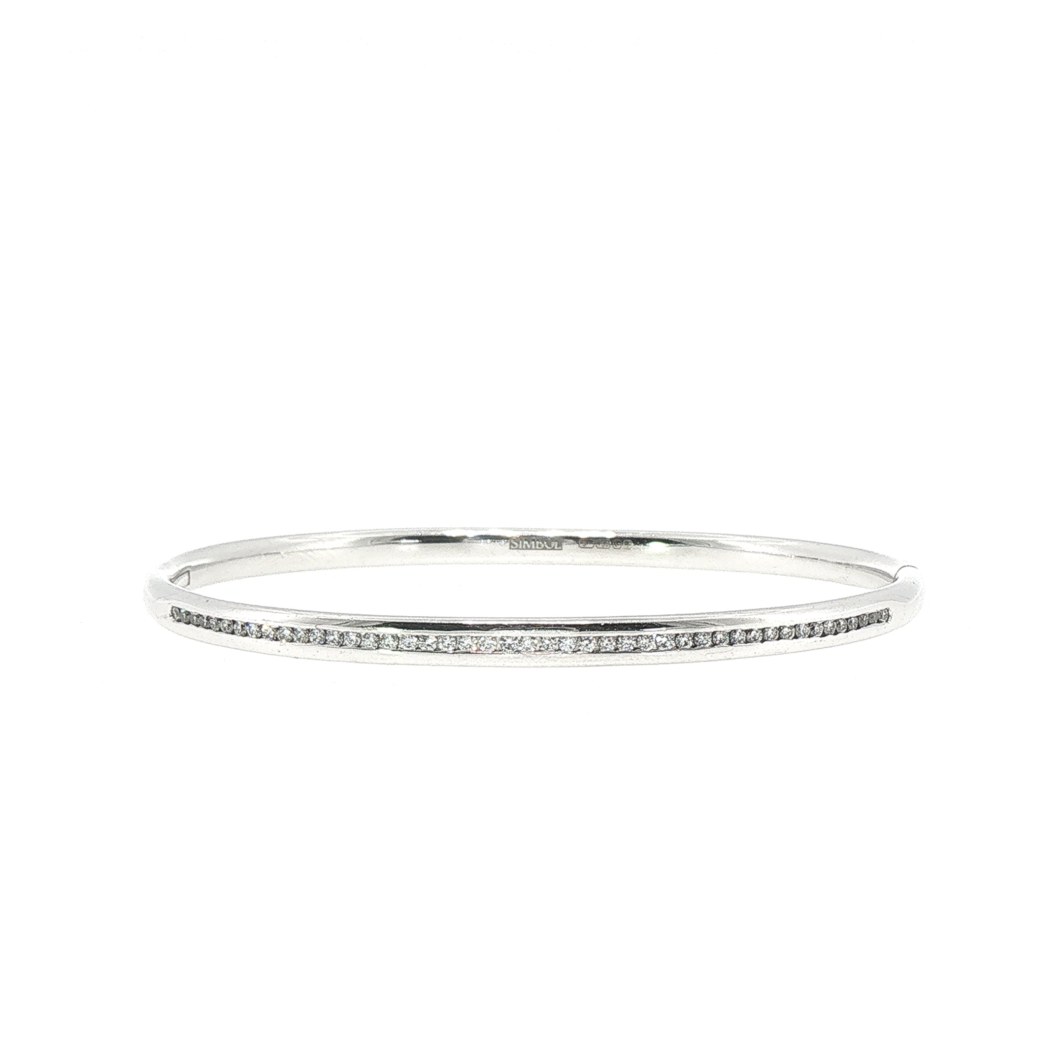 Slim Natural Diamond Bangle 18ct White Gold