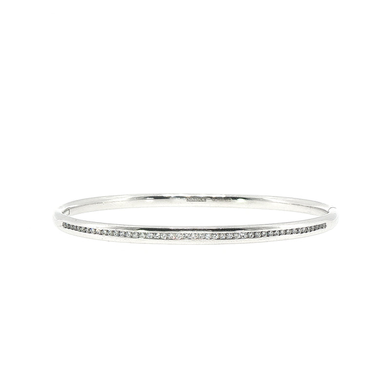 Slim Natural Diamond Bangle 18ct White Gold