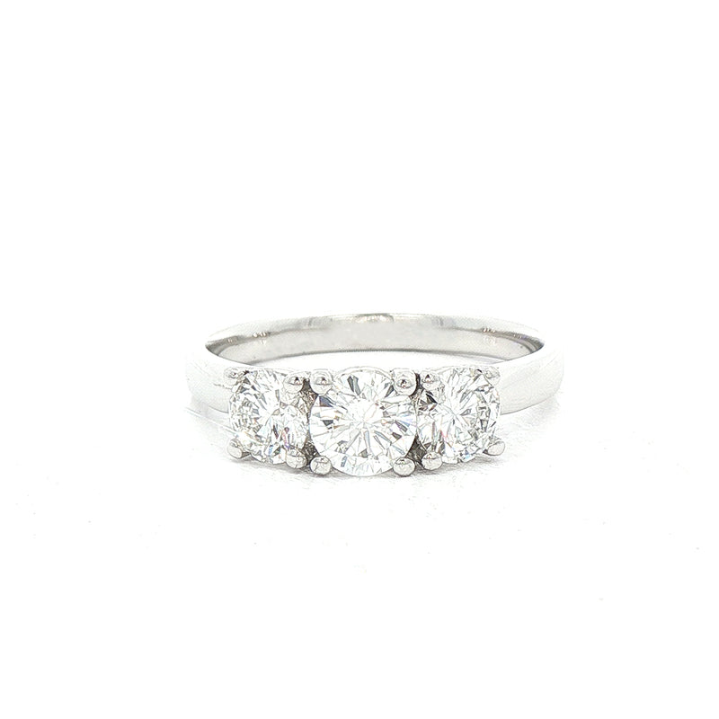 C0.40ct S0.60ct F/G vs Natural Diamond Round Cut Three Stone Ring Set In 18ct White Gold