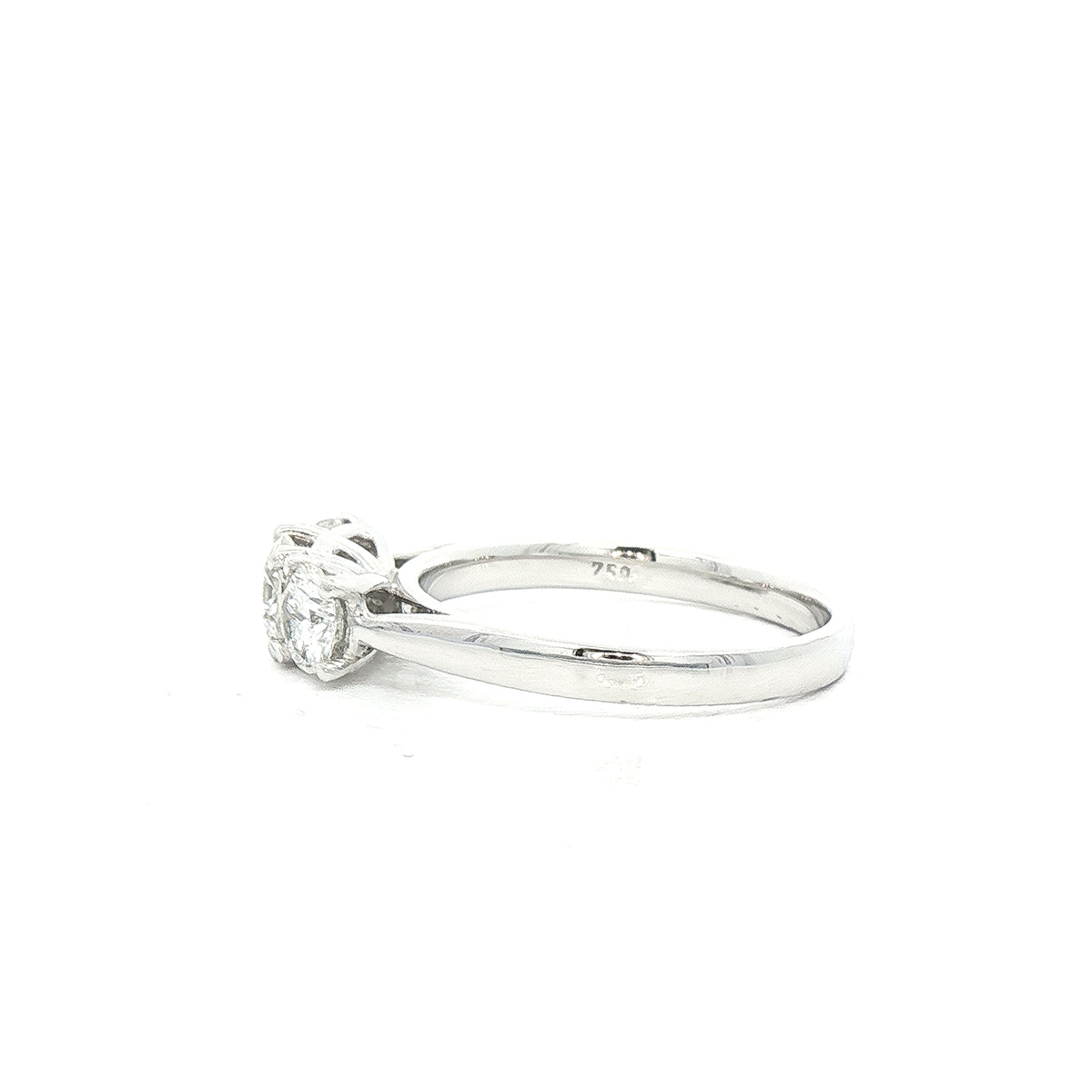 C0.40ct S0.60ct F/G vs Natural Diamond Round Cut Three Stone Ring Set In 18ct White Gold