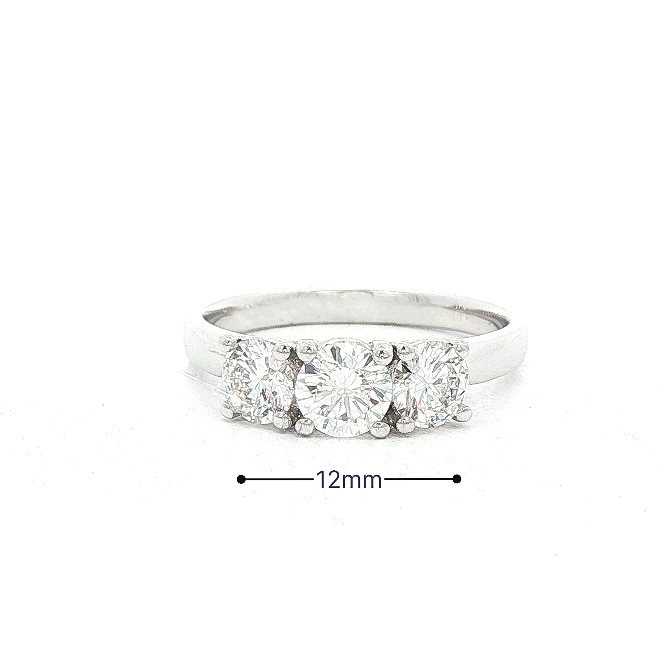 C0.40ct S0.60ct F/G vs Natural Diamond Round Cut Three Stone Ring Set In 18ct White Gold