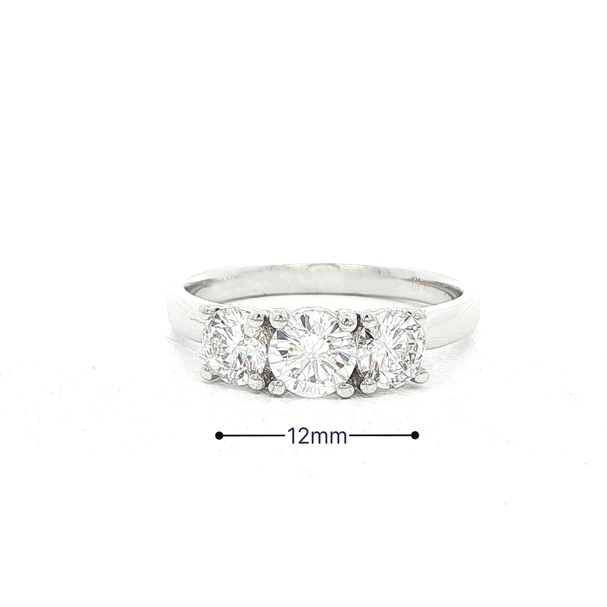 C0.40ct S0.60ct F/G vs Natural Diamond Round Cut Three Stone Ring Set In 18ct White Gold