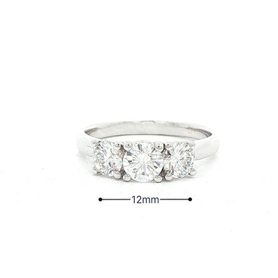 C0.40ct S0.60ct F/G vs Natural Diamond Round Cut Three Stone Ring Set In 18ct White Gold