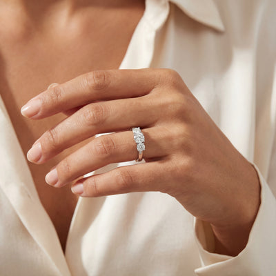 C0.40ct S0.60ct F/G vs Natural Diamond Round Cut Three Stone Ring Set In 18ct White Gold