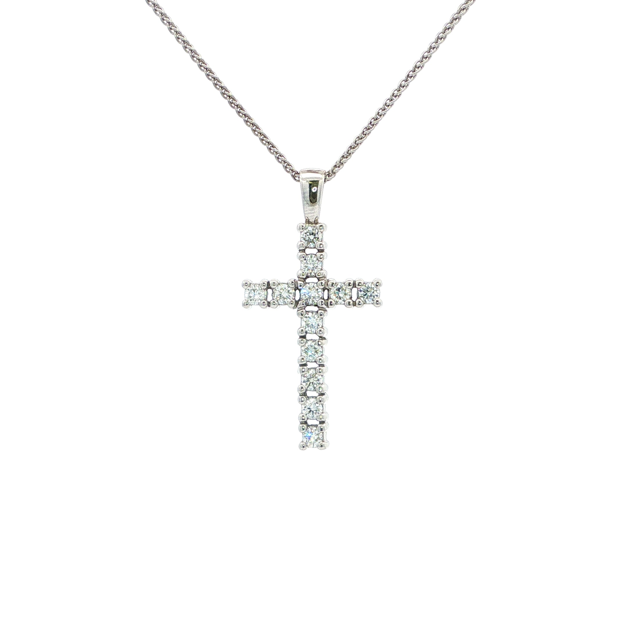 1ct Natural Diamond Set Cross In 18ct White Gold