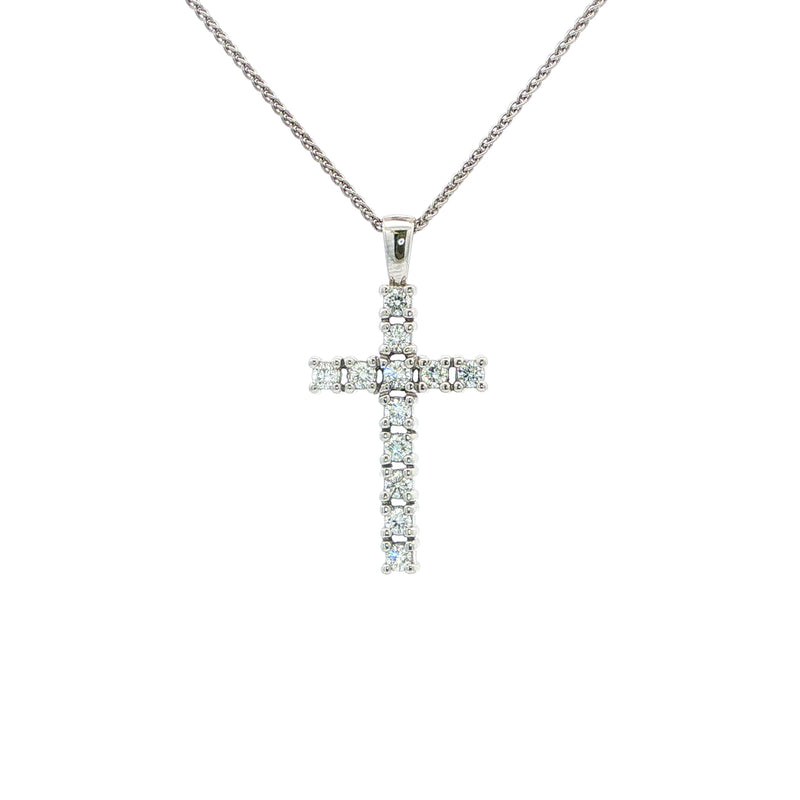 1ct Natural Diamond Set Cross In 18ct White Gold