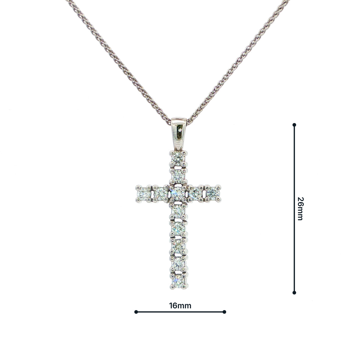 1ct Natural Diamond Set Cross In 18ct White Gold