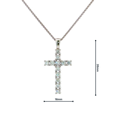 1ct Natural Diamond Set Cross In 18ct White Gold