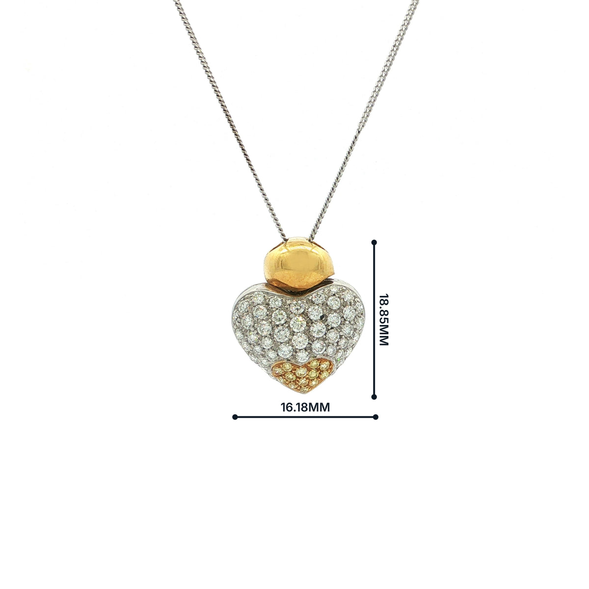 Vintage Natural Diamond Set Heart Pendant on Chain in 18ct White Gold