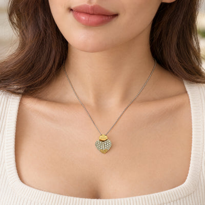 Vintage Natural Diamond Set Heart Pendant on Chain in 18ct White Gold