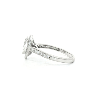 1.58ct Natural Diamond Pear Halo Solitaire in 18ct White Gold