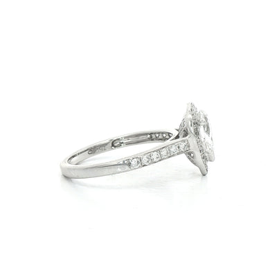 1.58ct Natural Diamond Pear Halo Solitaire in 18ct White Gold