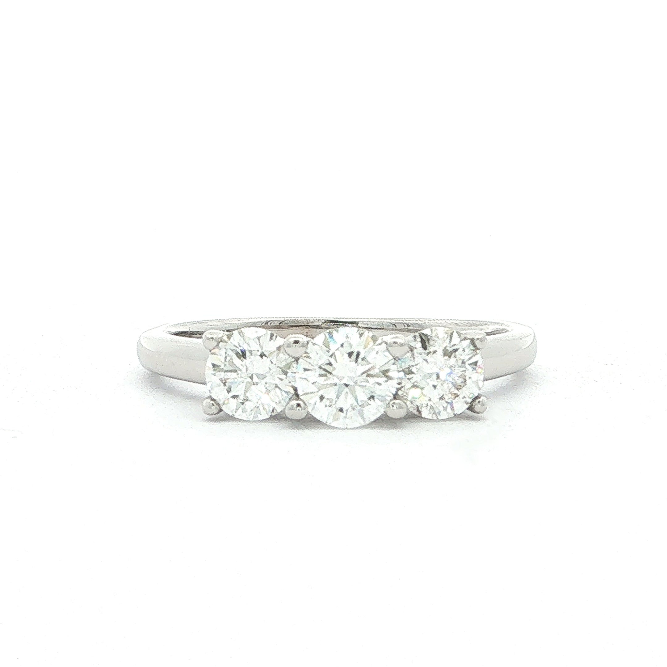 1.04ct Three Stone Natural Diamond Ring in 18ct White Gold