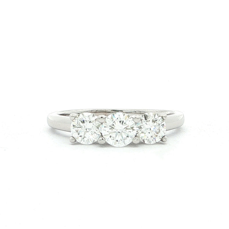 1.04ct Three Stone Natural Diamond Ring in 18ct White Gold