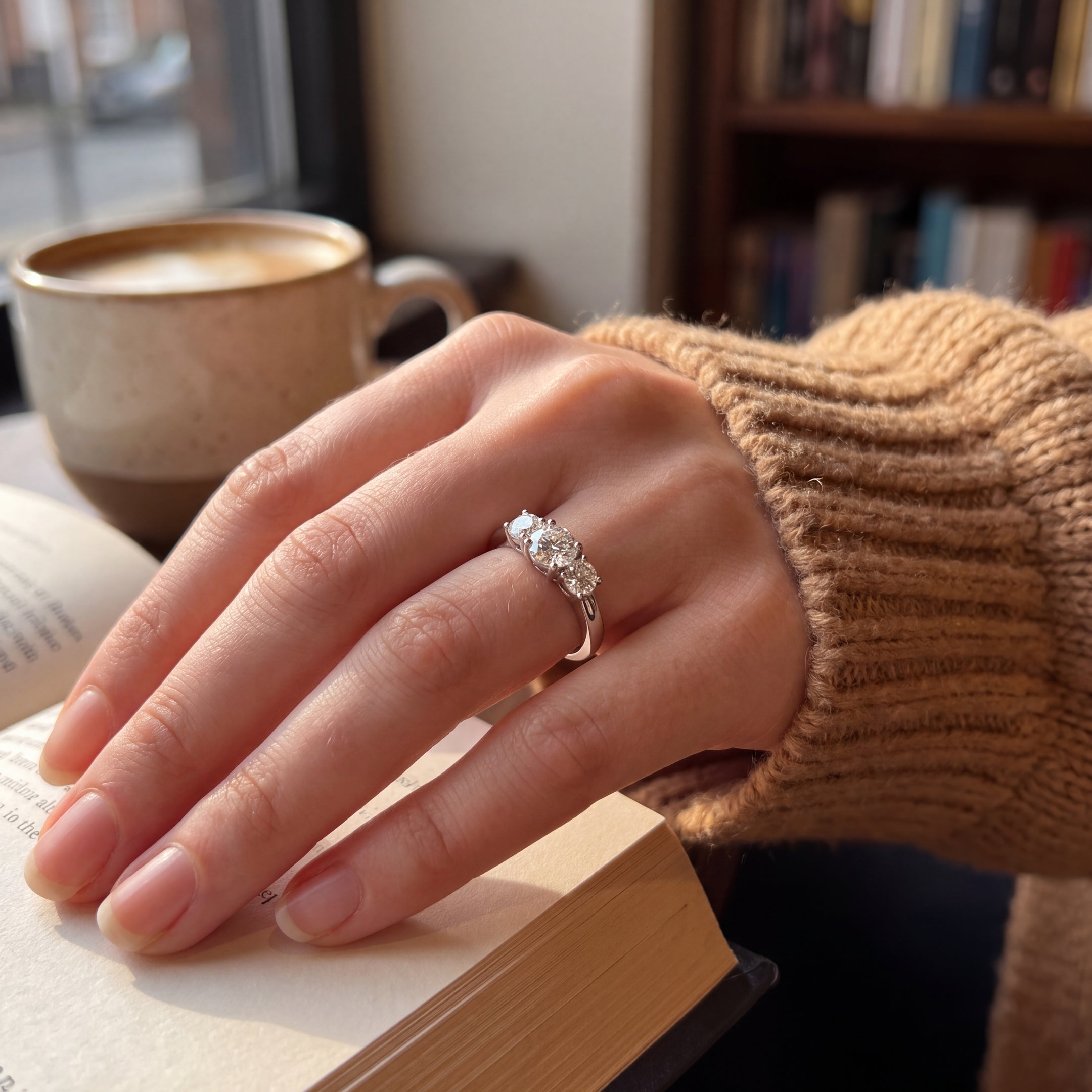 1.04ct Three Stone Natural Diamond Ring in 18ct White Gold