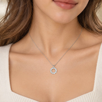 Natural Diamond Round Pendant in 18ct White Gold