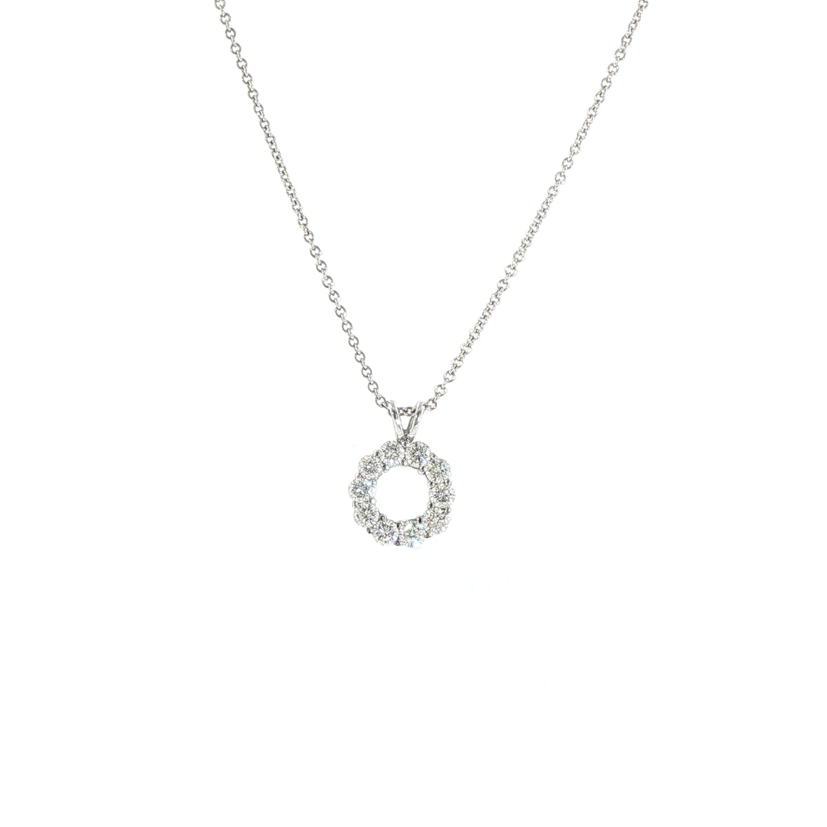 Natural Diamond Round Pendant in 18ct White Gold