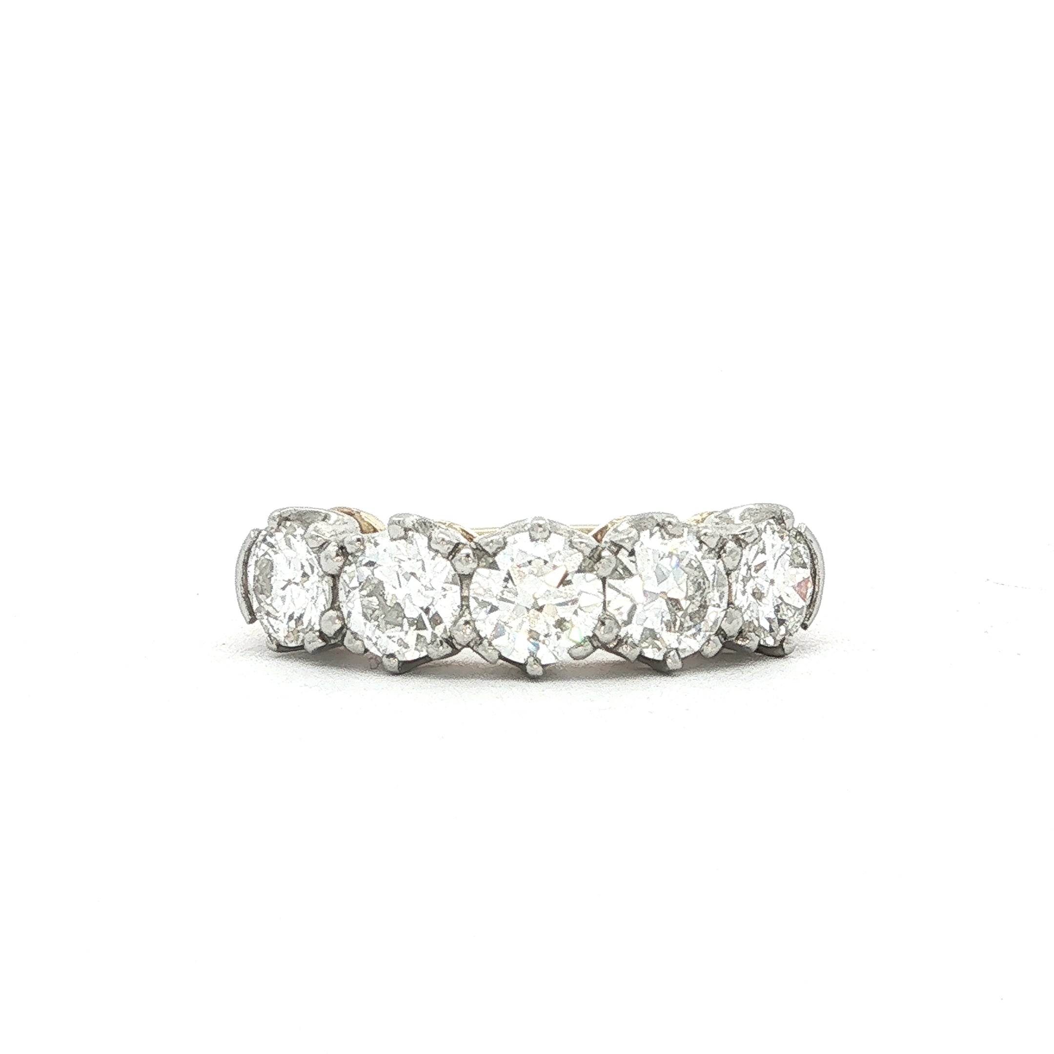 2.01ct Old Cut Vintage Five Stone Eternity Ring In 18ct Yellow Gold