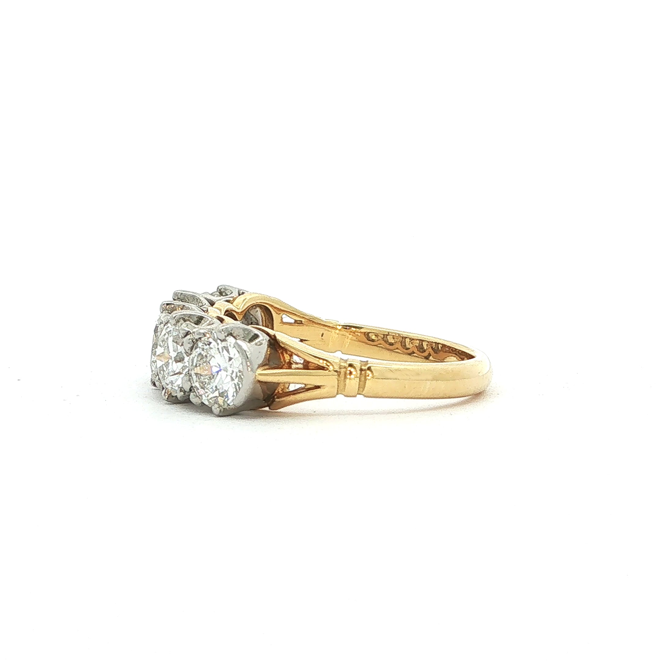 2.01ct Old Cut Vintage Five Stone Eternity Ring In 18ct Yellow Gold