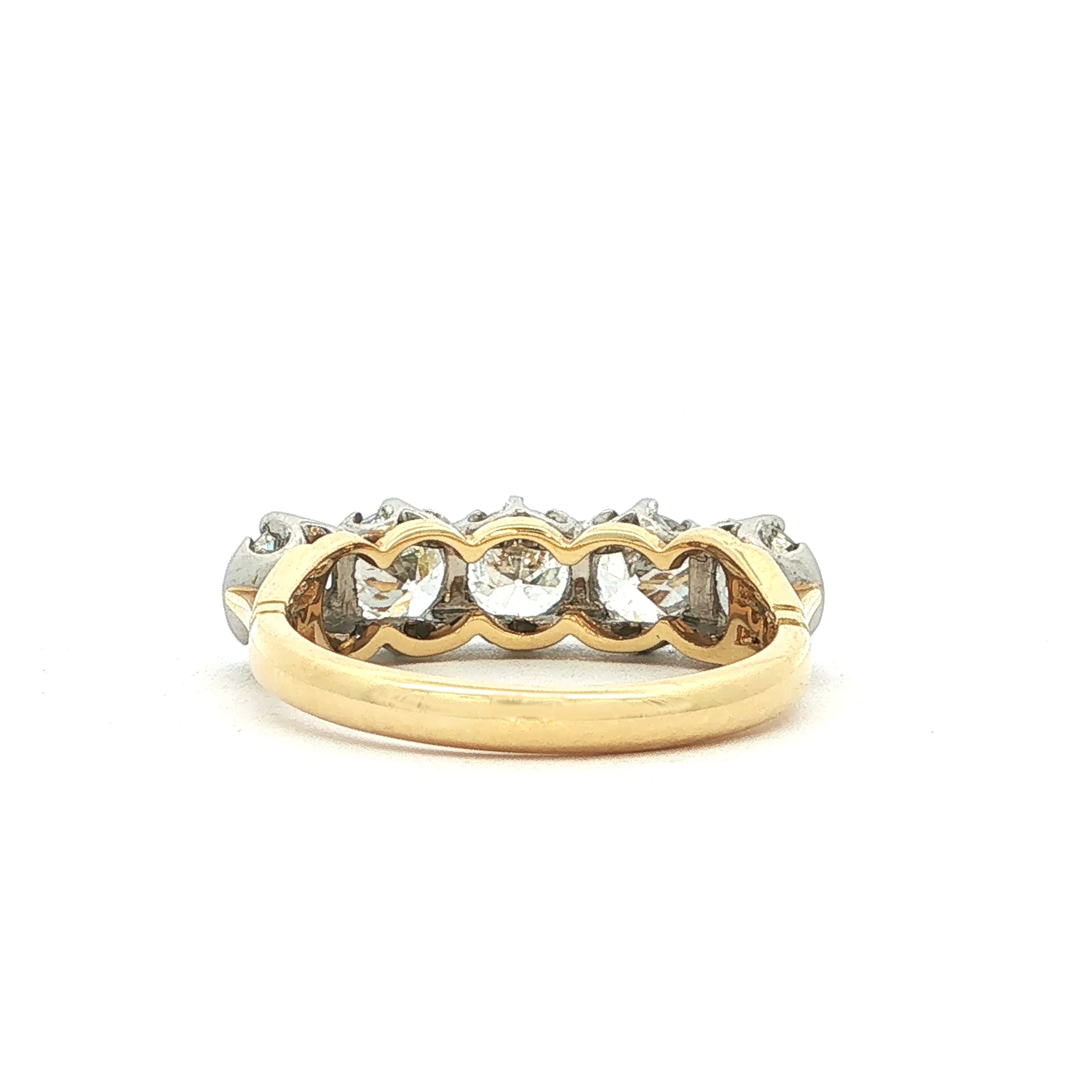 2.01ct Old Cut Vintage Five Stone Eternity Ring In 18ct Yellow Gold