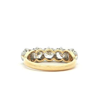 2.01ct Old Cut Vintage Five Stone Eternity Ring In 18ct Yellow Gold