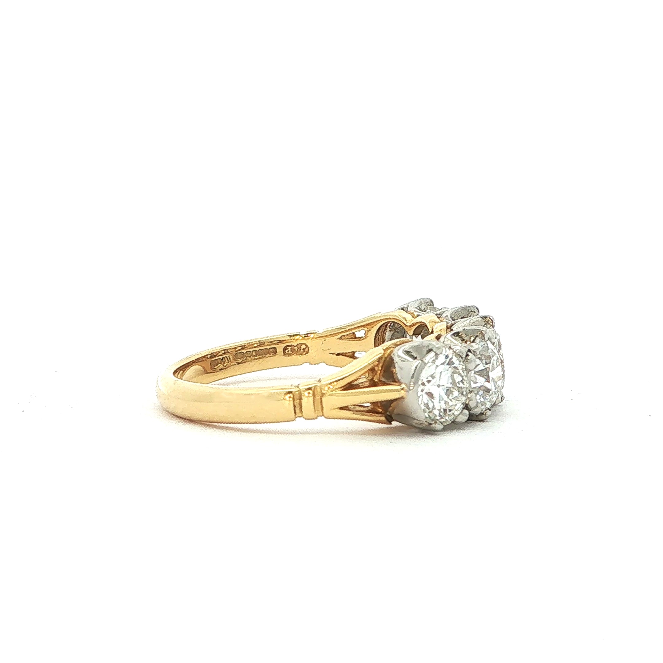 2.01ct Old Cut Vintage Five Stone Eternity Ring In 18ct Yellow Gold