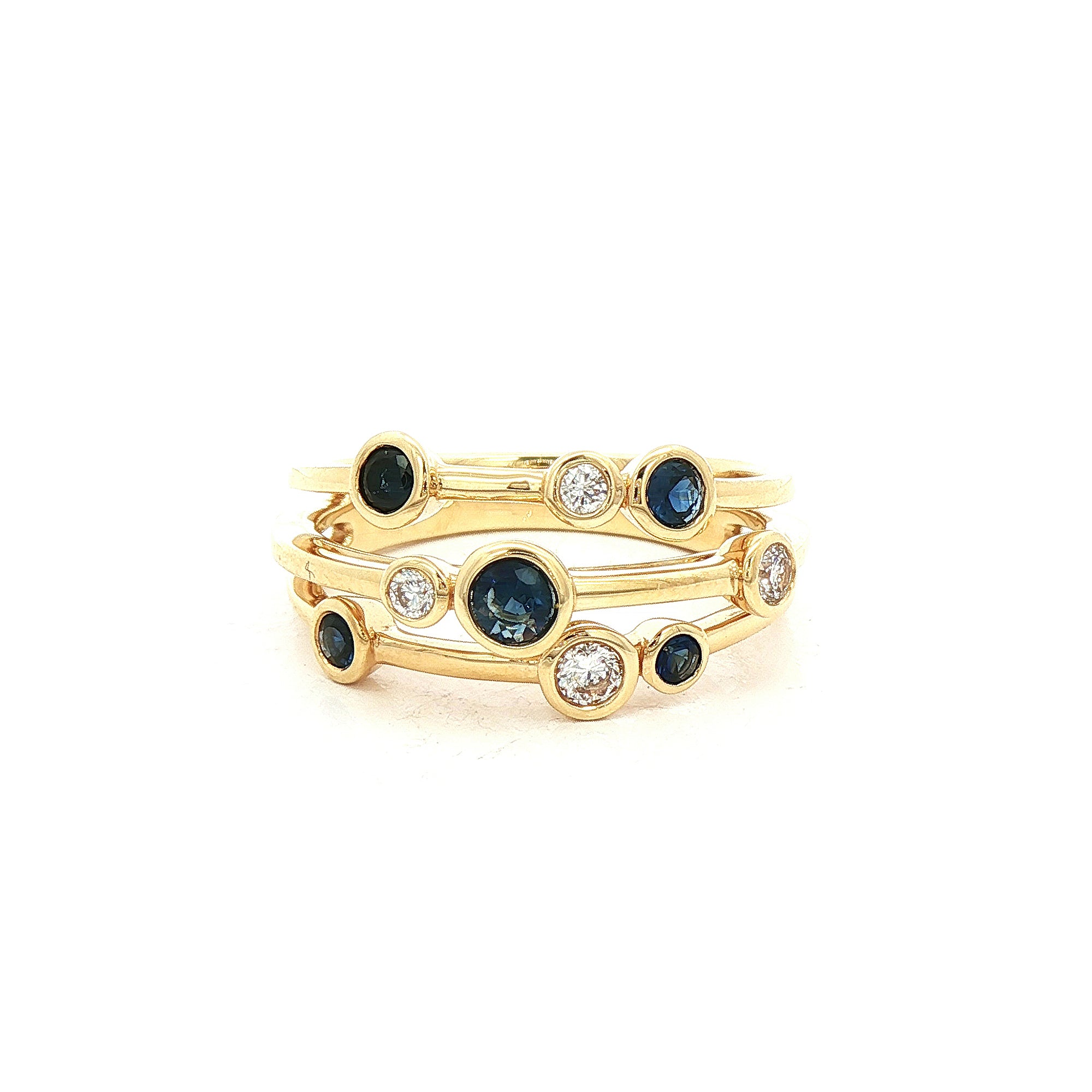 S0.44ct D0.18ct Sapphire and Diamond Bubble Dress Ring Set In 18ct Gold
