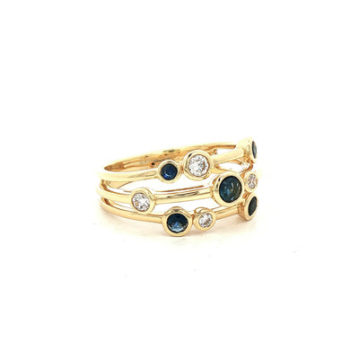 S0.44ct D0.18ct Sapphire and Diamond Bubble Dress Ring Set In 18ct Gold