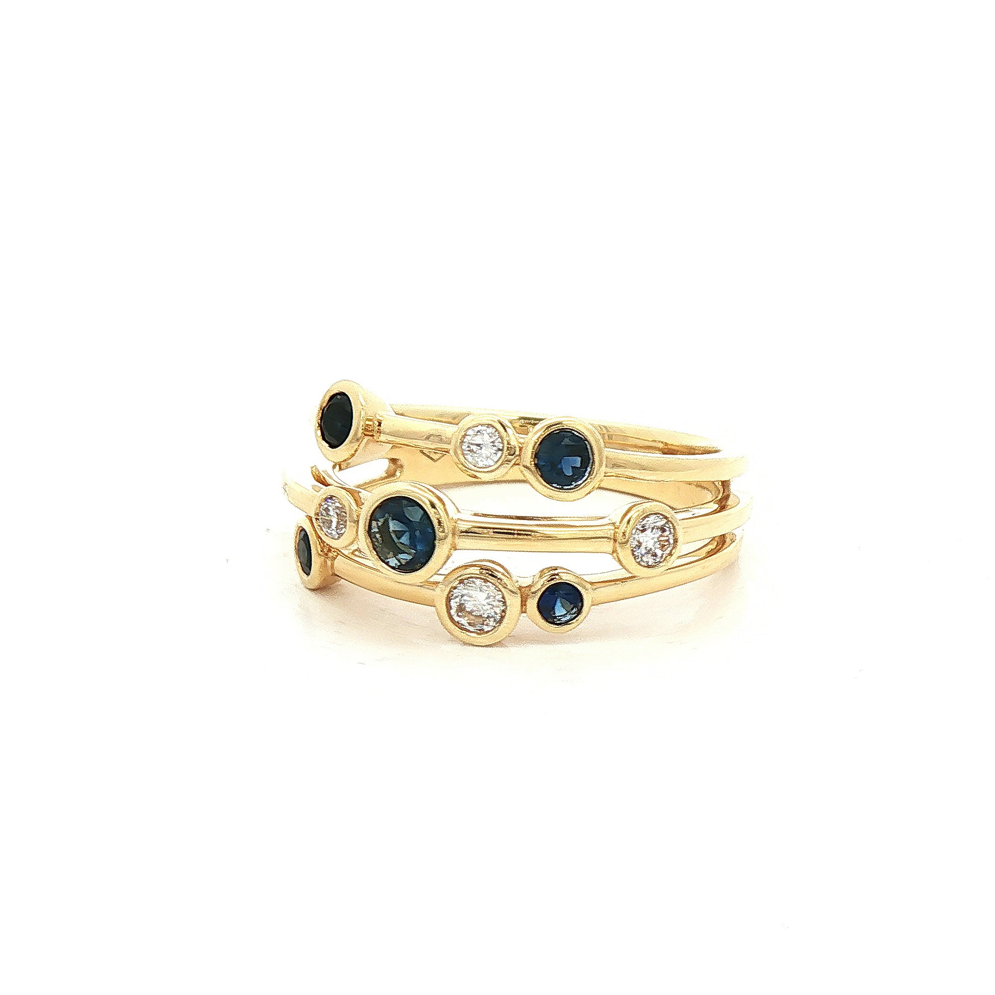 S0.44ct D0.18ct Sapphire and Diamond Bubble Dress Ring Set In 18ct Gold
