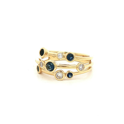 S0.44ct D0.18ct Sapphire and Diamond Bubble Dress Ring Set In 18ct Gold