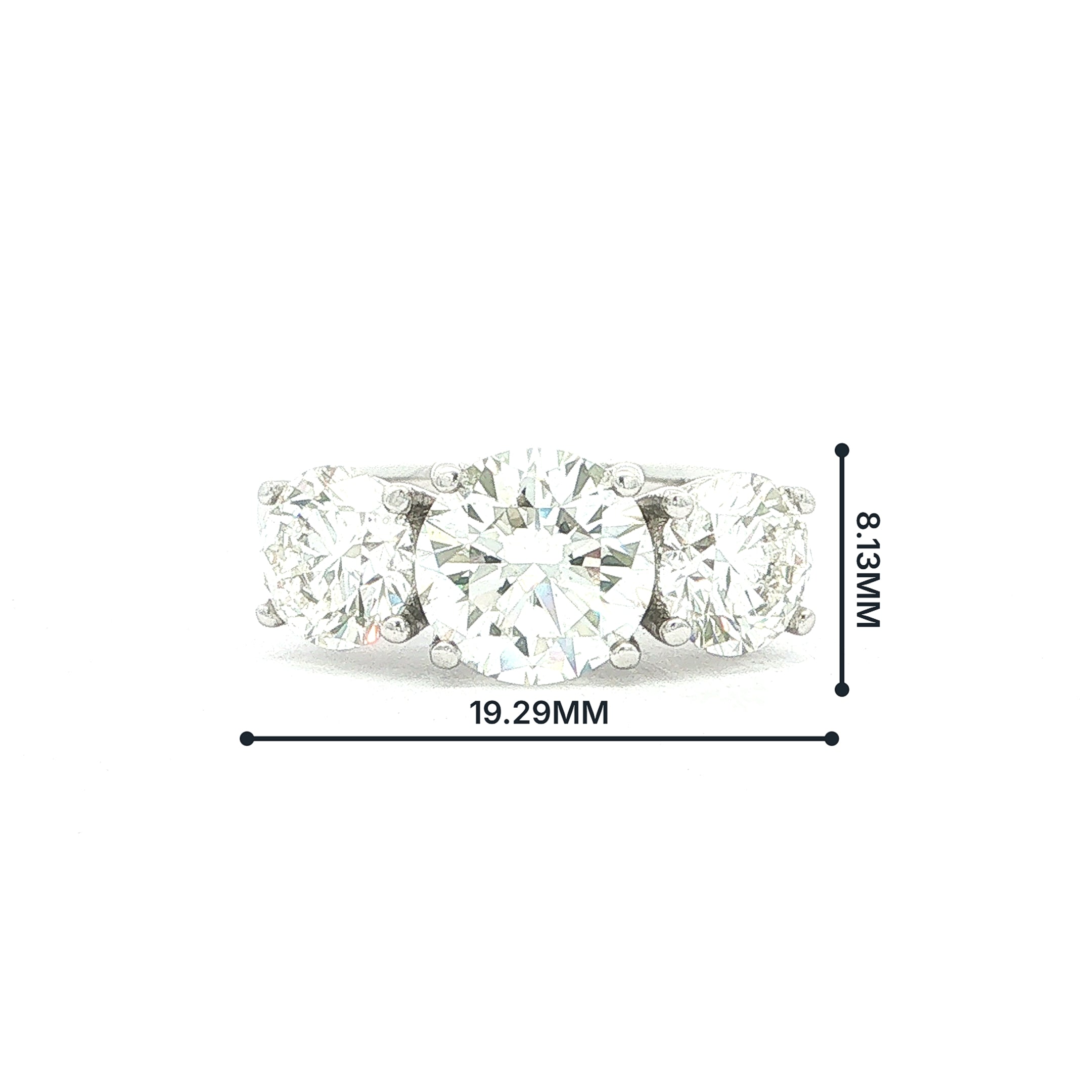 GIA Certified 2.04ct Three Stone Natural Diamond Engagement Ring in 18ct White Gold