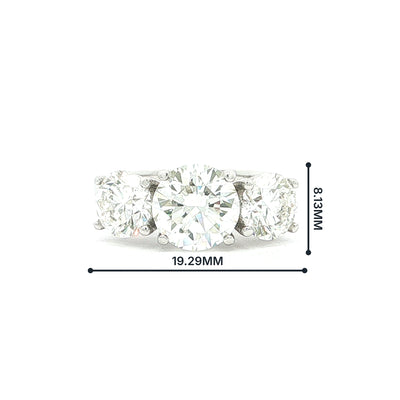 GIA Certified 2.04ct Three Stone Natural Diamond Engagement Ring in 18ct White Gold