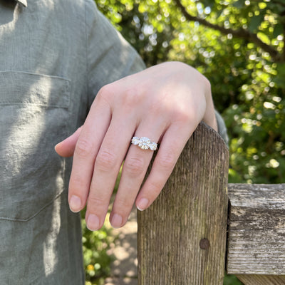 GIA Certified 2.04ct Three Stone Natural Diamond Engagement Ring in 18ct White Gold