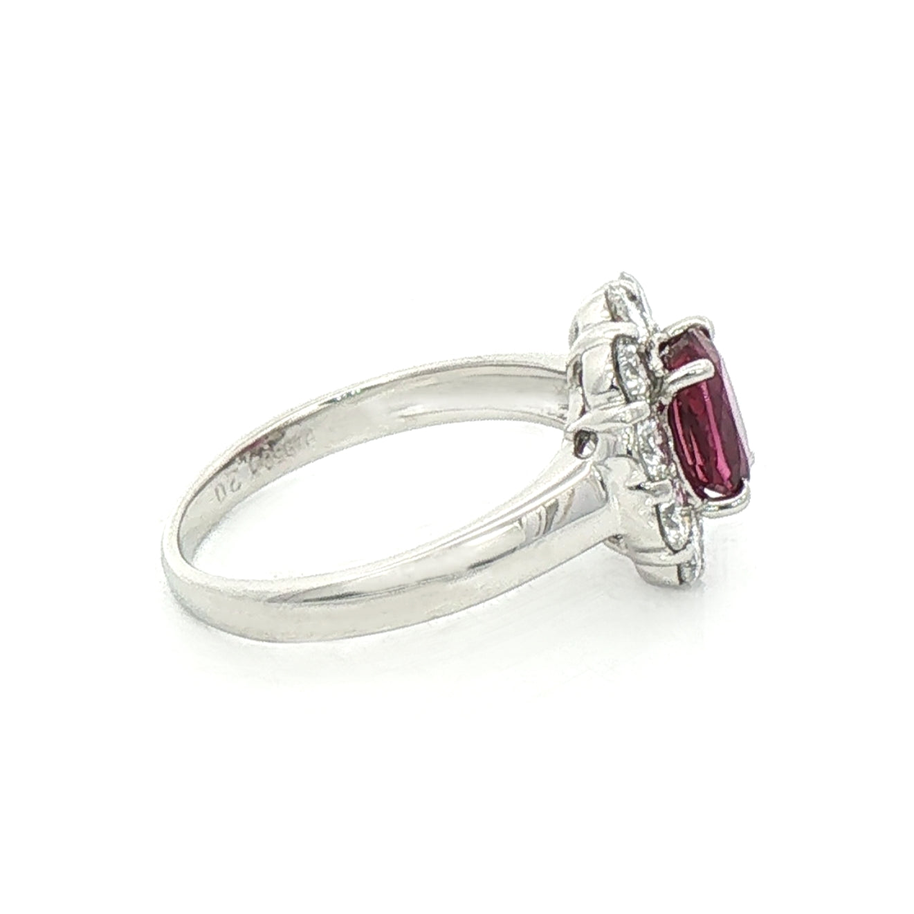 1.20ct Ruby 1ct Diamond Cluster Ring Set In Platinum