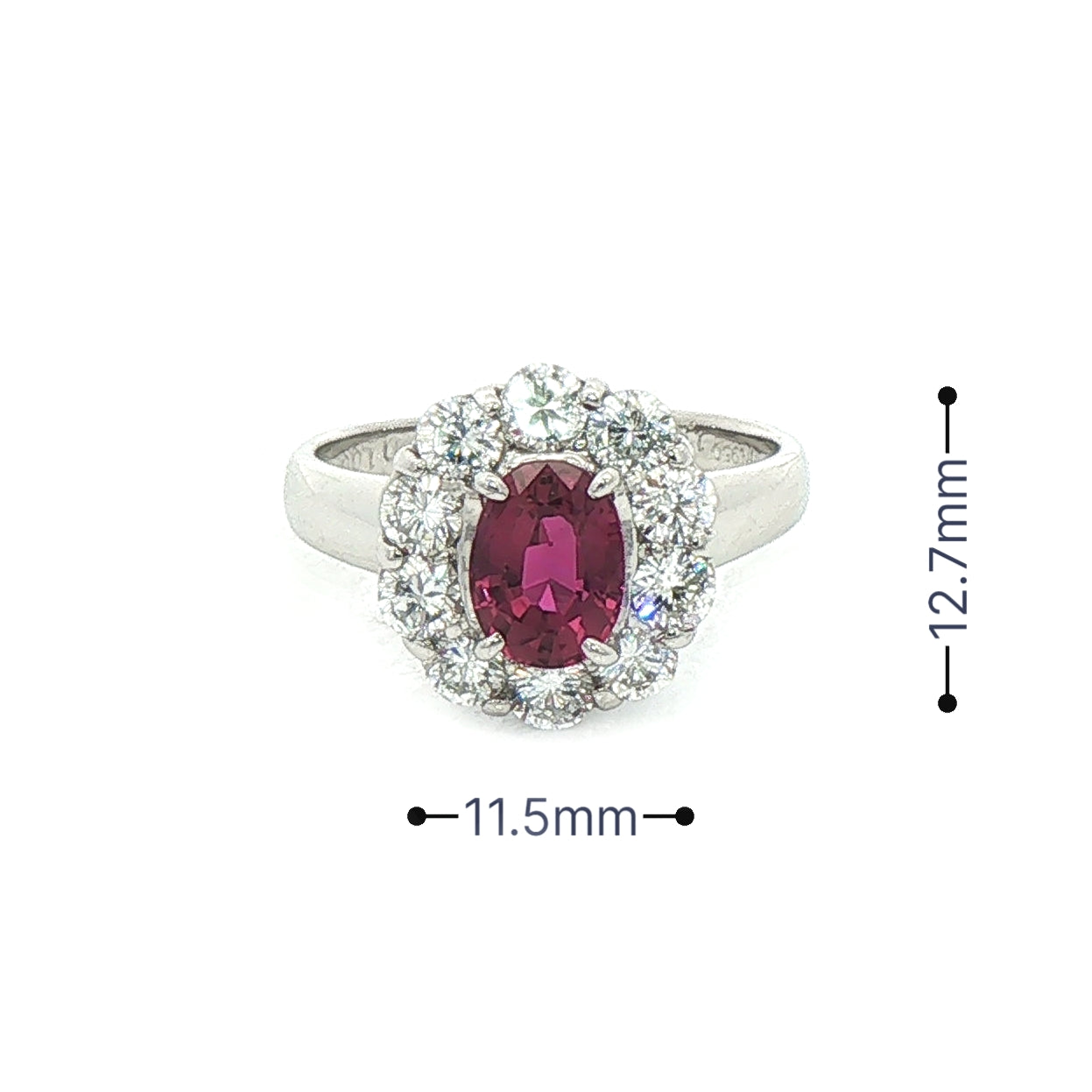1.20ct Ruby 1ct Diamond Cluster Ring Set In Platinum