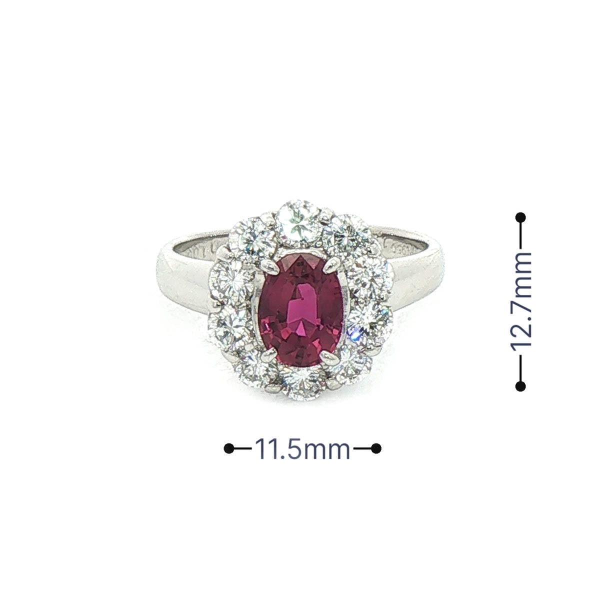 1.20ct Ruby 1ct Diamond Cluster Ring Set In Platinum