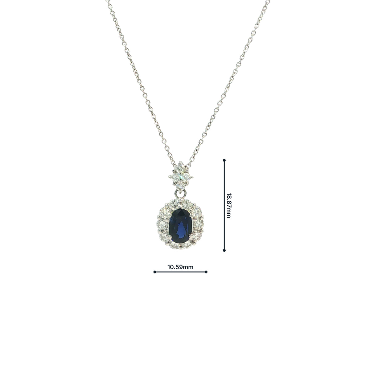 Vintage Oval 1.50ct Sapphire and 0.70ct Natural Diamond Pendant in Platinum