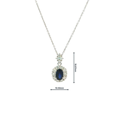 Vintage Oval 1.50ct Sapphire and 0.70ct Natural Diamond Pendant in Platinum