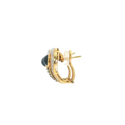Cabochon Sapphire & Natural Diamond Earrings Set In 18ct Yellow Gold