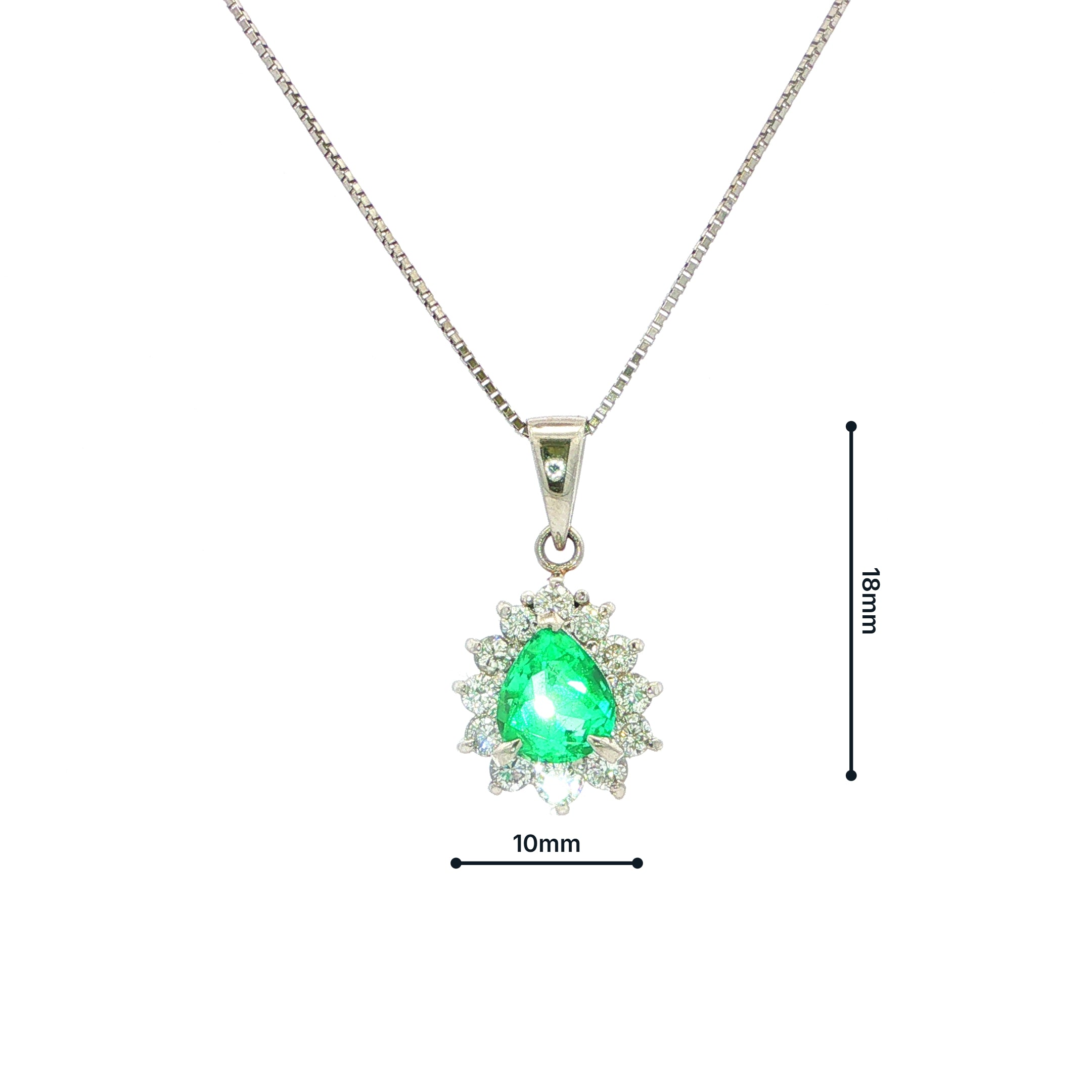 Vintage Pear Emerald And Natural Diamond Cluster Pendant