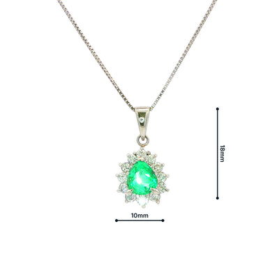 Vintage Pear Emerald And Natural Diamond Cluster Pendant